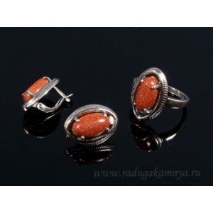 Кольцо и серьги с авантюрином (имитация) Кольцо и серьги с авантюрином (имитация)