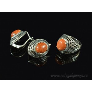 Кольцо и серьги с авантюрином (имитация) Кольцо и серьги с авантюрином (имитация)