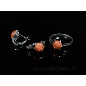 Кольцо и серьги с авантюрином (имитация) Кольцо и серьги с авантюрином (имитация)