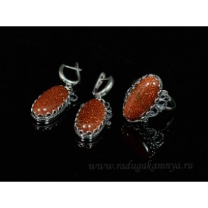 Кольцо и серьги с авантюрином (имитация) Кольцо и серьги с авантюрином (имитация)