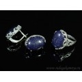 Кольцо и серьги с авантюрином синим (имитация)