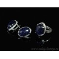 Кольцо и серьги с авантюрином синим (имитация)