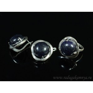 Кольцо и серьги с авантюрином синим (имитация)