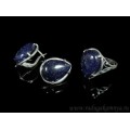 Кольцо и серьги с авантюрином синим (имитация)