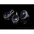 Кольцо и серьги с авантюрином синим (имитация)