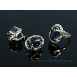 Кольцо и серьги с авантюрином синим (имитация) Кольцо и серьги с авантюрином синим (имитация)