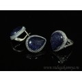 Кольцо и серьги с авантюрином синим (имитация)