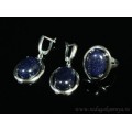 Кольцо и серьги с авантюрином синим (имитация)