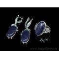 Кольцо и серьги с авантюрином синим (имитация)