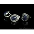 Кольцо и серьги с авантюрином синим (имитация).