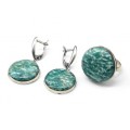 Кольцо и серьги амазонит " Круг " Кольцо и серьги амазонит " Круг "
