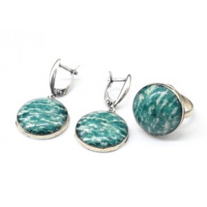 Кольцо и серьги амазонит " Круг "