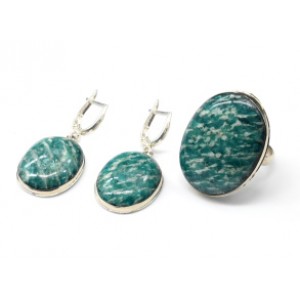 Кольцо и серьги амазонит " Овал " Кольцо и серьги амазонит " Овал "