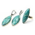 Кольцо и серьги амазонит " Рис "