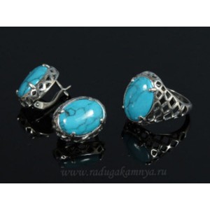 Кольцо и серьги бирюза (имитация) . Кольцо и серьги бирюза (имитация) .