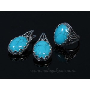 Кольцо и серьги бирюза ( (имитация) )