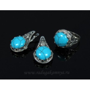 Кольцо и серьги бирюза ( (имитация) )
