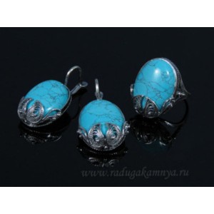 Кольцо и серьги бирюза ( (имитация) )