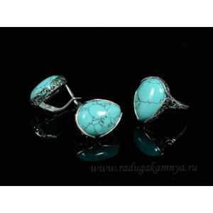 Кольцо и серьги бирюза ( (имитация) ) .