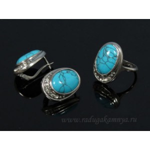 Кольцо и серьги бирюза (имитация)
