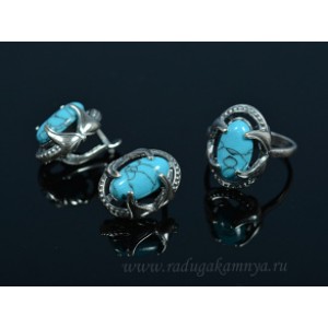 Кольцо и серьги бирюза (имитация)