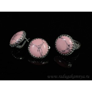 Кольцо и серьги  с кахолонгом (имитация)