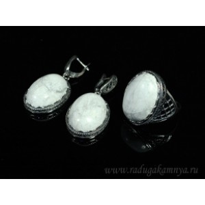 Кольцо и серьги  с кахолонгом