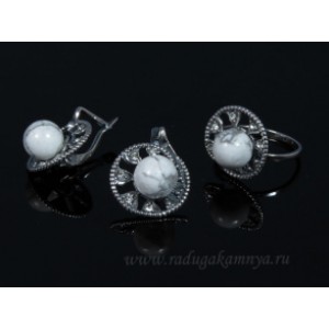 Кольцо и серьги кахолонг