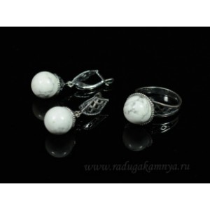 Кольцо и серьги кахолонг