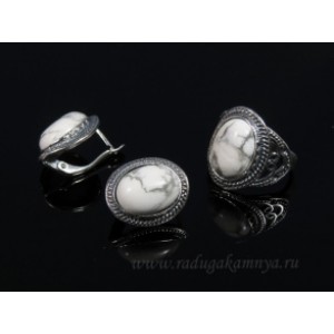 Кольцо и серьги кахолонг