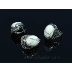 Кольцо и серьги кахолонг