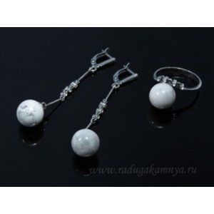 Кольцо и серьги кахолонг