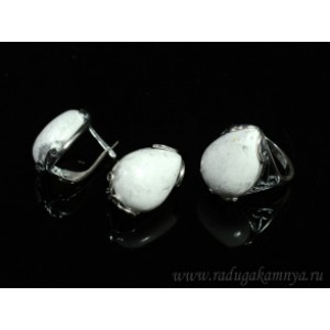 Кольцо и серьги кахолонг