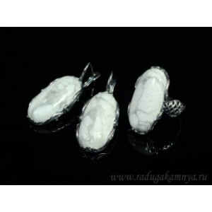 Кольцо и серьги кахолонг