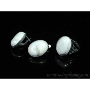 Кольцо и серьги кахолонг