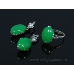 Кольцо и серьги кварц (имитация хризопраза) Кольцо и серьги кварц (имитация хризопраза)