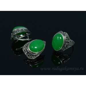 Кольцо и серьги кварц (имитация хризопраза)