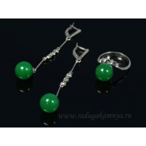 Кольцо и серьги кварц (имитация хризопраза)