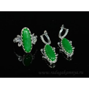 Кольцо и серьги кварц (имитация хризопраза) .