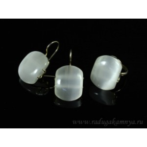 Кольцо и серьги кошачий глаз