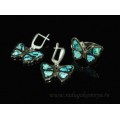 Кольцо и серьги с хризоколлой "Бабочка" 24*17мм