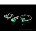 Кольцо и серьги с  хризопразом (имитация)