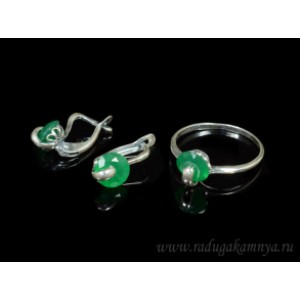 Кольцо и серьги с  хризопразом (имитация)
