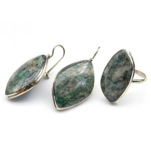 Кольцо и серьги лиственит " Грация "