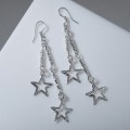 Серьги висячие "Звёзды" на цепочках, цвет серебро