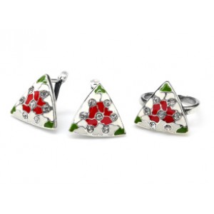 Кольцо и серьги с горячей эмалью