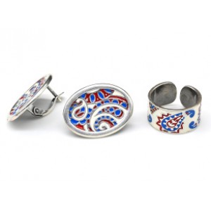 Кольцо и серьги с горячей эмалью