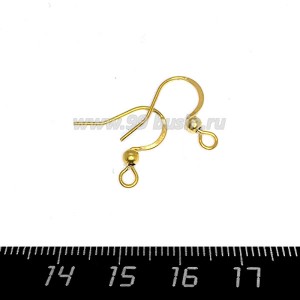Швензы крючок с шариком и плоской дужкой, нержавеющая сталь, цвет золото (вакуумное напыление), 1 пара