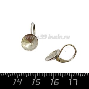 Швензы Мини с чашечкой для приклеивания 10,5 мм, нержавеющая сталь (Stainless steel), французская застежка, 1 пара