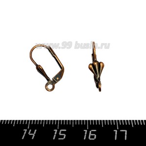 Швензы Веерок французская застёжка, цвет старая медь 1 пара